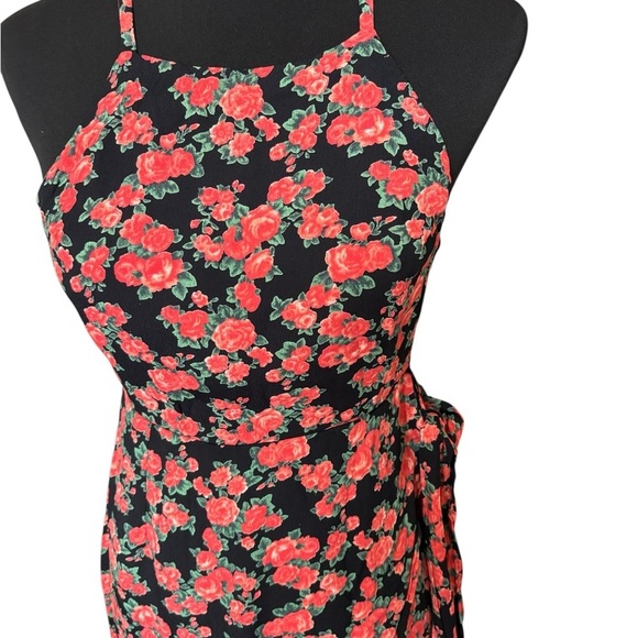 Privacy Please x Revolve Faux Wrap Halter MIDI Dress Criss Cross Back Floral M - Picture 2 of 13